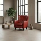 Leren fauteuil Hug - Granada Rouge (rood) - Poten hout, Huis en Inrichting, Nieuw, Ophalen of Verzenden, 75 tot 100 cm, Eigentijds, Klassiek, Retro, Romantisch