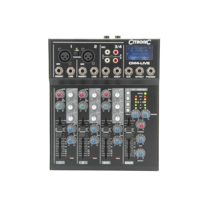 Citronic CM4-LIVE Compacte 4-kanaals Stage Mixer, Muziek en Instrumenten, Microfoons