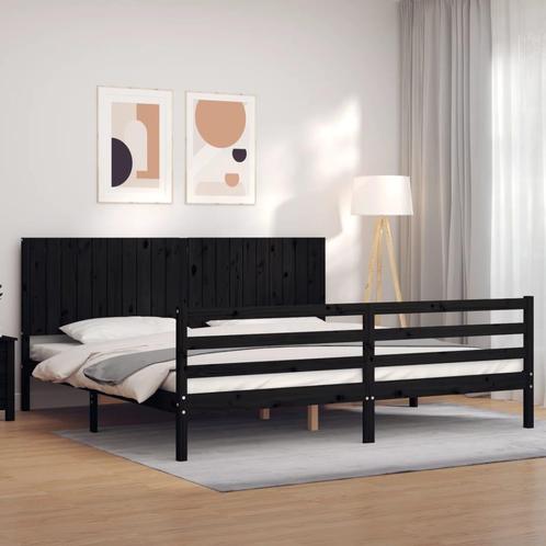 vidaXL Cadre de lit avec tête de lit noir 200x200 cm, Maison & Meubles, Chambre à coucher | Lits, Neuf, Envoi
