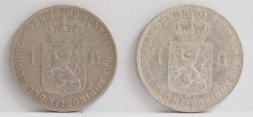 Nederland. Wilhelmina. 1 Gulden 1898 & 1901  (Zonder, Postzegels en Munten, Munten | Nederland
