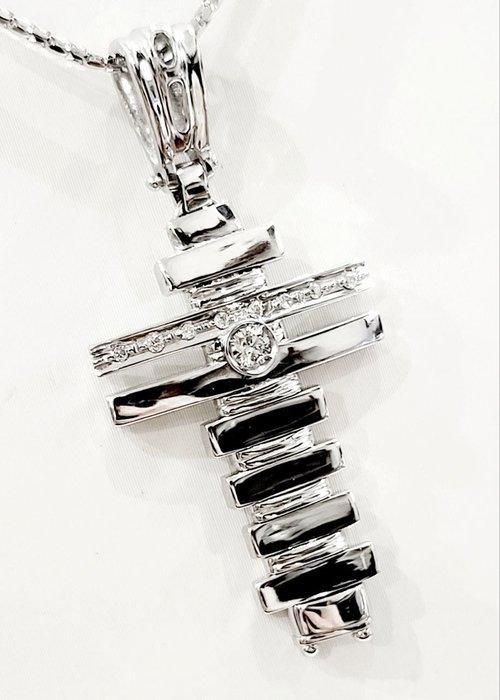 Cierre - Ketting met hanger - 18 karaat Witgoud - 0.30ct., Bijoux, Sacs & Beauté, Bijoux anciens