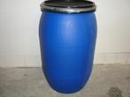 Blauwe vaten,tonnen van 220 L met deksel en klemring, Tuin en Terras, 150 liter of meer, Ophalen, Zo goed als nieuw, Kunststof