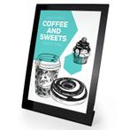 Menuhouder L-standaard A4 Staand Zwart, Verzenden