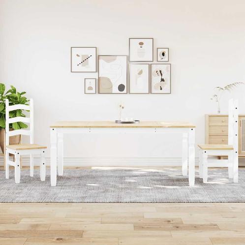 vidaXL 3-delige Eethoek Panama massief grenenhout wit, Huis en Inrichting, Complete eetkamers, Nieuw, Verzenden