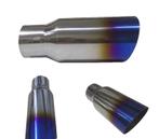 EMBOUT DÉCHAPPEMENT ROND 61-90MM INOX DIAGONAL BLEUE BRULÉ, Verzenden, Neuf
