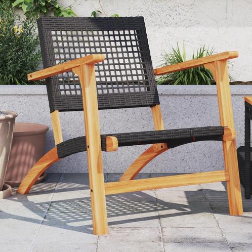 vidaXL Tuinnstoelen 2 st poly rattan en acaciahout zwart, Tuin en Terras, Tuinsets en Loungesets, Nieuw, Verzenden