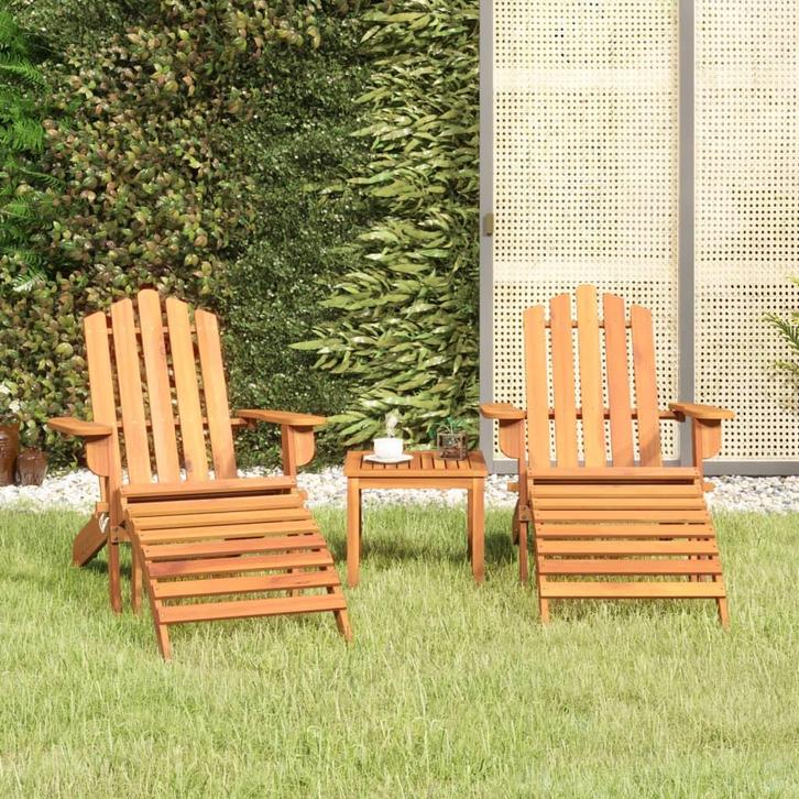 vidaXL 3-delige Loungeset Adirondack massief acaciahout, Tuin en Terras, Tuinsets en Loungesets, Loungeset, Nieuw, Verzenden