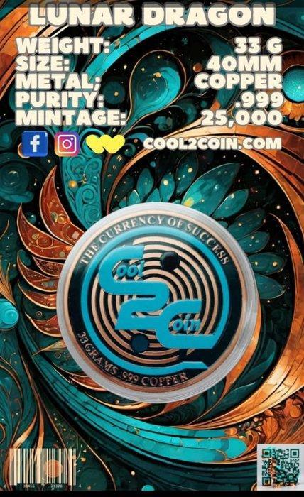Wereld. Medal Lunar Dragon Proof Color 33g mit CoA (Zonder, Timbres & Monnaies, Monnaies | Europe | Monnaies non-euro