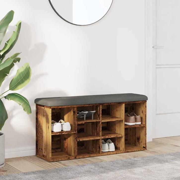 vidaXL Schoenenbank 102x32x50 cm bewerkt hout oud, Huis en Inrichting, Overige Huis en Inrichting, Nieuw, Verzenden