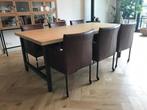 Set van 6 leren kuip eetkamerstoelen - met wieltjes -, Huis en Inrichting, Stoelen, Ophalen of Verzenden, Nieuw, Eén