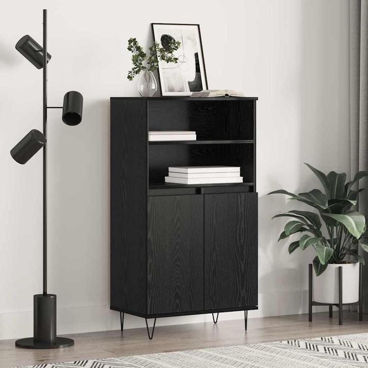 vidaXL Highboard Zwart 60 x 36 x 110 cm Bewerkt hout, Huis en Inrichting, Kasten | Dressoirs, Nieuw, Verzenden