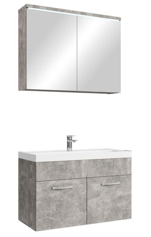 Badkamermeubel Set Paso 02 80 x 40 cm Beton Grijs Badmeubel, Huis en Inrichting, Badkamer | Badkamermeubels, Nieuw, Verzenden