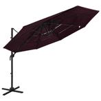 vidaXL Parasol 4-laags met aluminium paal 3x3 m bordeauxrood, Tuin en Terras, Verzenden, Nieuw
