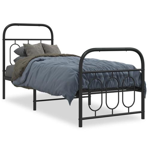 vidaXL Cadre de lit métal sans matelas avec pied de lit, Maison & Meubles, Chambre à coucher | Lits, Neuf, Envoi