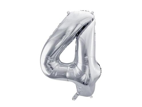 Foil Balloon Number 4, 72cm, silver, Hobby en Vrije tijd, Feestartikelen, Nieuw, Verzenden