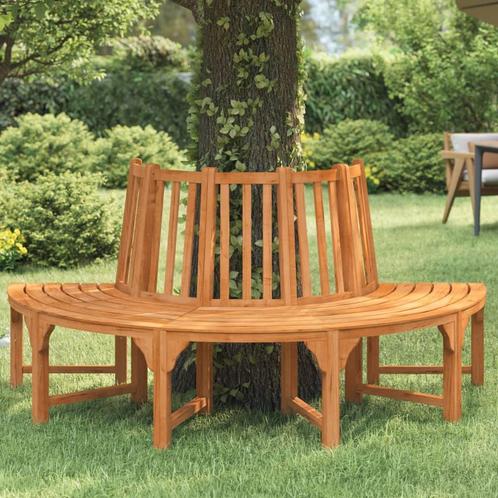 vidaXL Boombank halfrond Ø208 cm massief eucalyptushout, Tuin en Terras, Tuinsets en Loungesets, Nieuw, Verzenden
