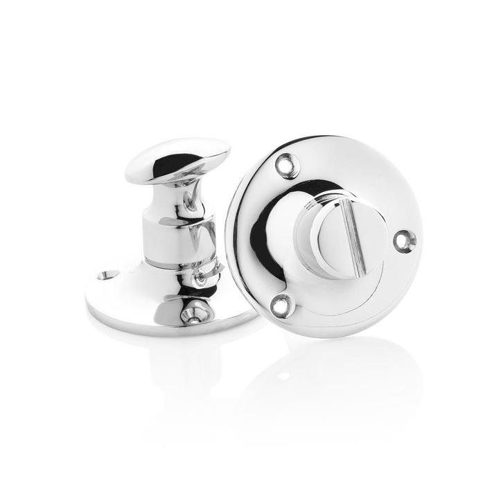 WC Slot draaiknop rond rozet nikkel, Doe-het-zelf en Bouw, Hang- en Sluitwerk, Slot, Nieuw, Koper of Messing, Ophalen of Verzenden
