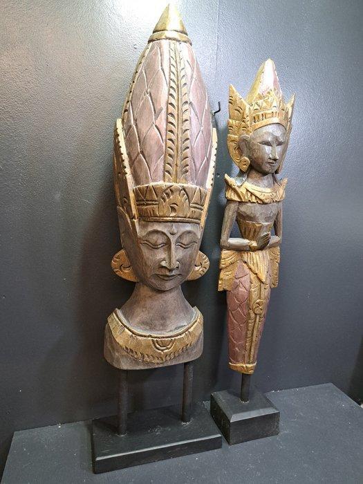 Grote Balische houtsnijwerken - Statue - Indonésie (Sans, Antiek en Kunst, Kunst | Niet-Westerse kunst
