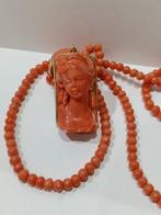 Bloedkoraal - Zilver - Ketting met hanger - Sierlijk SCIACCA, Antiquités & Art