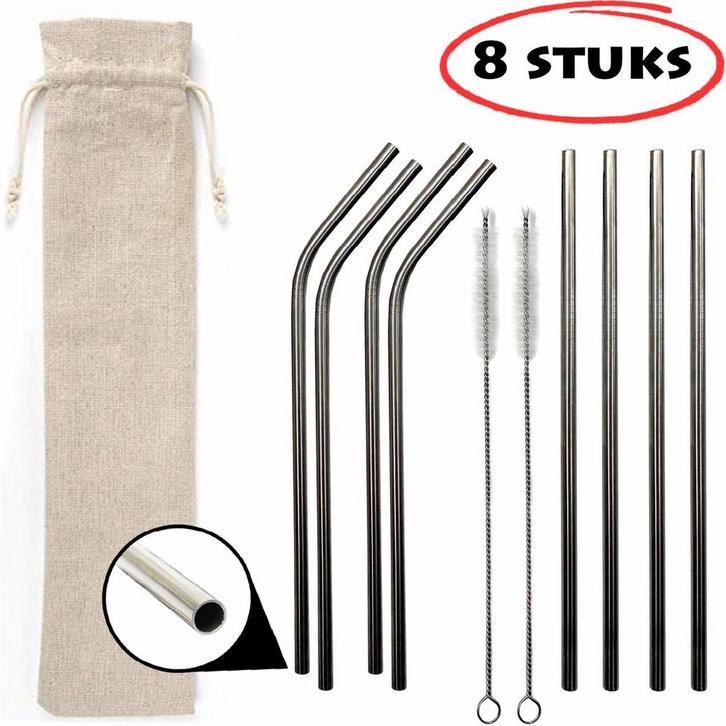 Fako Bijoux - RVS rietjes Set - Herbruikbaar - Herbruikbaar, Huis en Inrichting, Keuken | Bestek, Verzenden