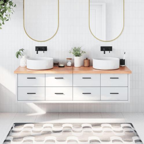 vidaXL Wastafelblad 180x50x(2-4) cm behandeld massief hout, Huis en Inrichting, Keuken | Keukenelementen, Nieuw, Verzenden