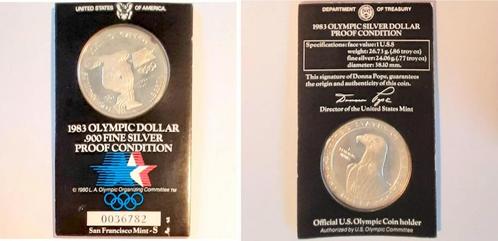 Usa 1 Dollar 1983 Proof Olympia Original, Postzegels en Munten, Munten | Amerika, Verzenden