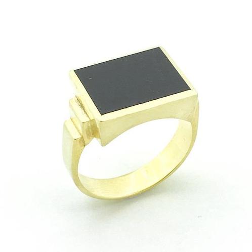 Gouden zegelring met Onyx steen | Maat 21 (herenring, heren), Handtassen en Accessoires, Ringen, Heer, Met edelsteen, Overige kleuren