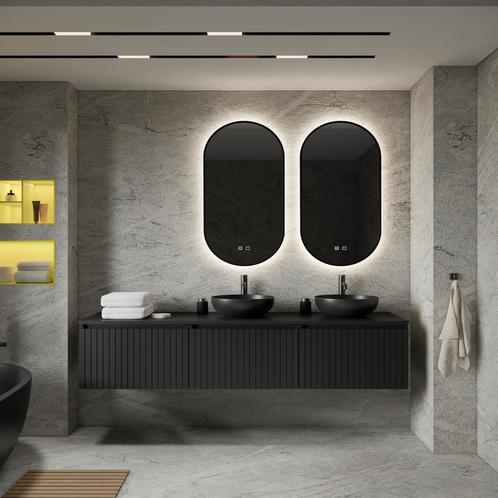 Badkamermeubelset BWS Linea | 180 cm | Mat Zwart, Doe-het-zelf en Bouw, Sanitair, Bad, Nieuw, Ophalen of Verzenden