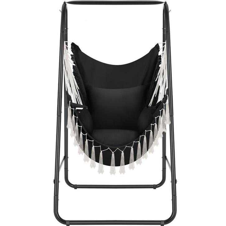 tectake Hangstoel Alison, boho-stijl, draagkracht 160kg - zw, Tuin en Terras, Overige Tuin en Terras, Verzenden