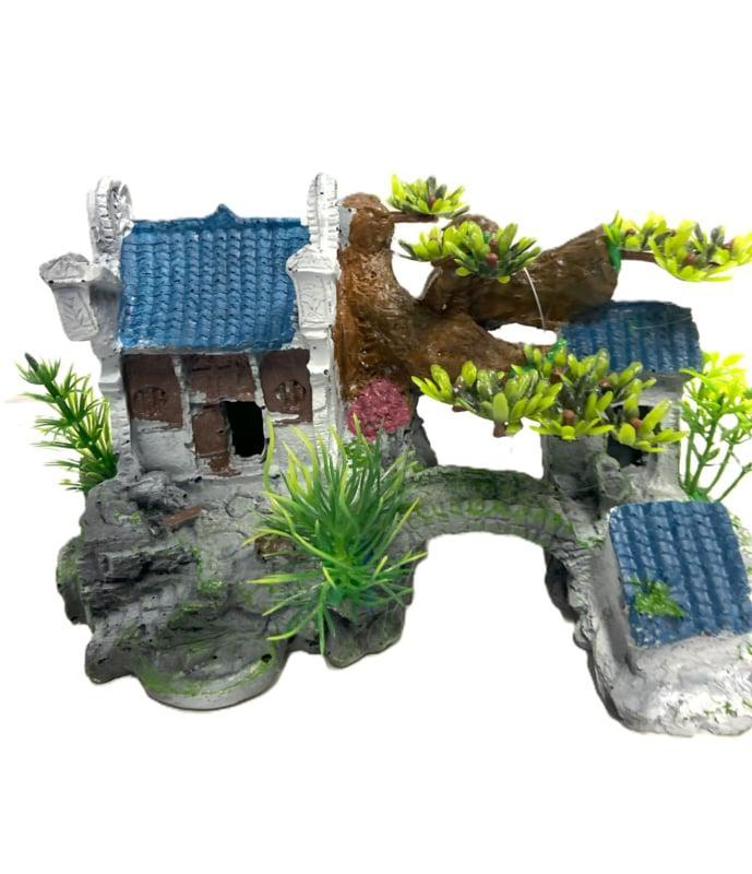 Tempel blauw dak / Aquarium decoratie As-154 (Hardscaping), Dieren en Toebehoren, Vissen | Aquaria en Toebehoren, Gevuld zeewateraquarium