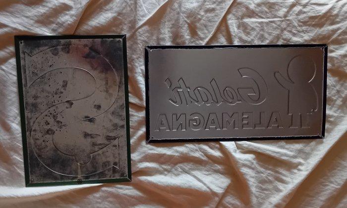 Naaimachines Singer, Gelati Alemagna - Reclamebord (2) -, Antiek en Kunst, Antiek | Speelgoed