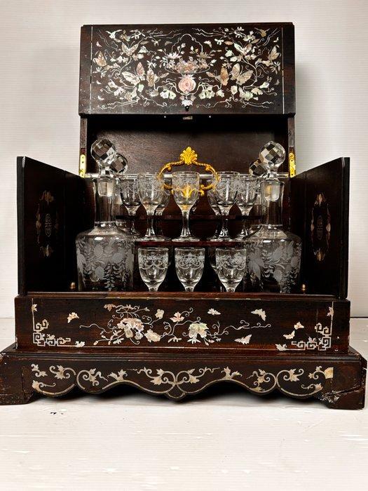 Armoire à liqueurs - Acajou, Cristal, Bronze - Asian,, Antiek en Kunst, Antiek | Meubels | Stoelen en Sofa's