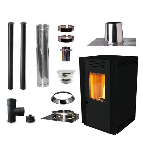 Pelletkachel incl set plat dak 0-5 graden Ø80mm, Huis en Inrichting, Kachels, Verzenden