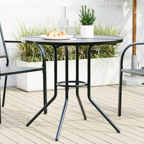vidaXL Terrastafel rond Ø80x72,5 cm gepoedercoat staal, Tuin en Terras, Tuintafels, Nieuw, Verzenden