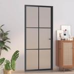 vidaXL Binnendeur 93x201,5 cm matglas en aluminium zwart, Verzenden, Nieuw