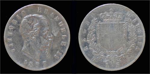 Italy Vittorio Emanuele Ii 5 lire 1877r zilver, Postzegels en Munten, Munten en Bankbiljetten | Toebehoren, Verzenden