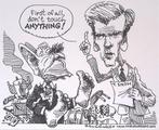 Pentekening Amerika - Tony Snow (lijst optie, Tekeningen), Antiek en Kunst, Verzenden