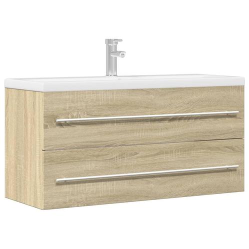 vidaXL Wastafelkast 100x38,5x48 cm spaanplaat sonoma, Huis en Inrichting, Badkamer | Badkamermeubels, Nieuw, Verzenden