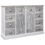 vidaXL Buffet avec 10 tiroirs Gris 113x30x79 cm Bois, Maison & Meubles, Verzenden, Neuf