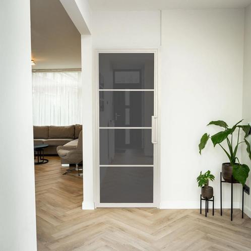 Stalen Binnendeur - Wit - 4 Vlaks - Rook glas, Doe-het-zelf en Bouw, Deuren en Vliegenramen, Nieuw, Metaal, Binnendeur, 200 tot 215 cm