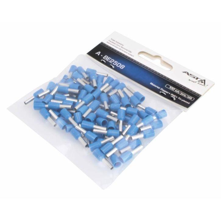 ASTA Adereindhuls set kabelschoen pen blauw 2.5mm² (100st), Doe-het-zelf en Bouw, Elektriciteit en Kabels, Nieuw, Ophalen of Verzenden