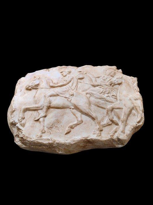 sculptuur, Bassorilievo  Pretoriani Romani a Cavallo  - 18, Antiek en Kunst, Curiosa en Brocante