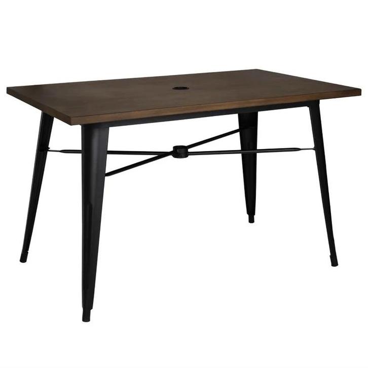 Tafel | Aluminium | Houtlook | In-/Outdoor | Parasolgat |, Zakelijke goederen, Horeca | Keukenapparatuur, Nieuw in verpakking