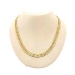 Gouden visgraat schakel collier | 44 cm (visgraat ketting), Ophalen of Verzenden, Gebruikt, Overige kleuren, Goud