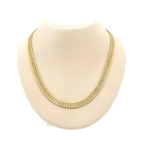 Gouden visgraat schakel collier | 44 cm (visgraat ketting), Handtassen en Accessoires, Kettingen, Overige kleuren, Gebruikt, Goud