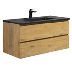 Badkamermeubel Set Angela 100cm Eiken Badmeubel, Huis en Inrichting, Badkamer | Badkamermeubels, Verzenden, Nieuw