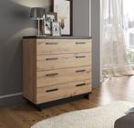 Commode Incala - Eiken - Zwart - 90 cm, Maison & Meubles, Armoires | Commodes, Verzenden