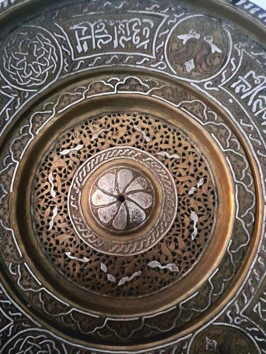Kalligrafische schaal in koper en zilver - Midden-Oosten -, Antiek en Kunst, Kunst | Niet-Westerse kunst