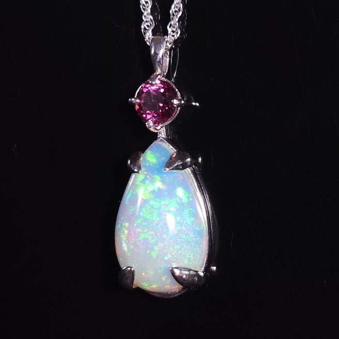 Opaal - Zilver - Hanger - 4,55 ct Superb Pinfire!, Collections, Minéraux & Fossiles