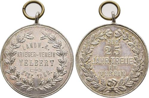 Zilver medaille Landwehr u oorlogerverein o J, 1893 Velbert:, Timbres & Monnaies, Pièces & Médailles, Envoi